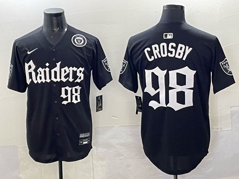 Men 2025 Oakland Raiders 98 Crosby Black 6th generation Joint Name Nike Limited NFL Jersey style 08